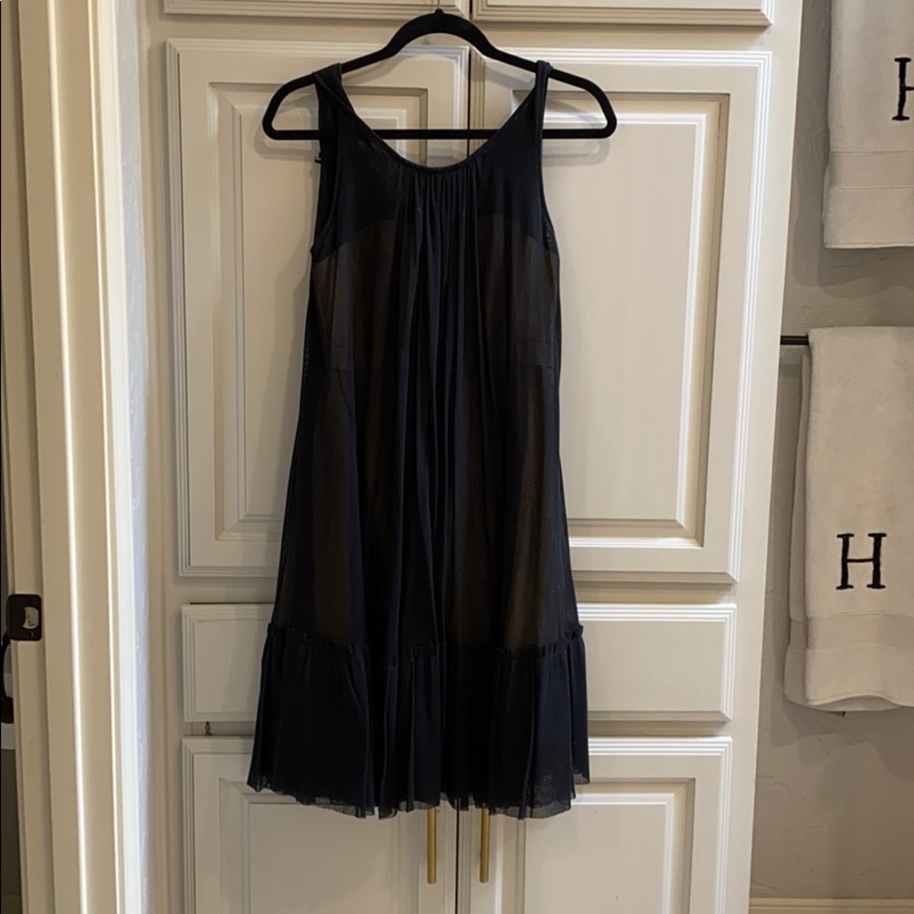 BCBG black swing dress w/ fitted nude bodice SZ 0